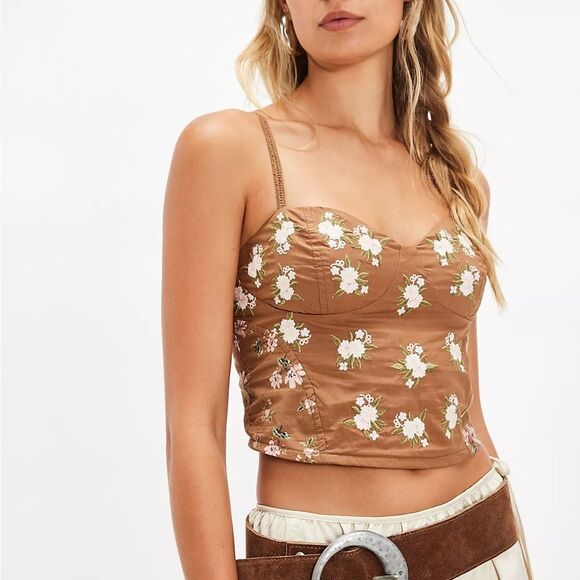 Free People Tops - Free People Wild Flowers Embroidered Bustier